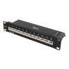 DELTACO 10" patchpanel, 12xRJ45, Cat6a, STP, 10Gbps, metall, svart 10-PATCH15