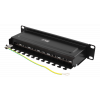 DELTACO 10" patchpanel, 12xRJ45, Cat6a, STP, 10Gbps, metall, svart 10-PATCH15