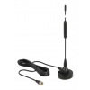 DeLOCK DAB+ antenn, F hane, RG-174, 0dBi, 2m kabel, magnetfot, svart 12412