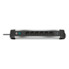 Brennenstuhl Prem Alu-Line Ext socket, 3m, 6way, USB charging, 3G1.5 1391000536