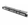 TOTEN 19" Kabelpanel, 1U, fingerkanal, kabelhantering, svart 19-24