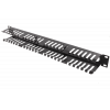 TOTEN 19" Kabelpanel, 1U, fingerkanal, kabelhantering, svart 19-24