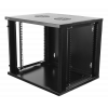DELTACO 19"-skåp, 9U, 540x450mm, stående eller väggmonterat, glasdörr, 19-5409B