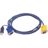ATEN, KVM-kablage, SPHD15 ha till HD15 ha & USB Typ A ha, 1,2m 2L-5201U