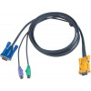 ATEN, KVM-kablage, SPHD15 ha till 2xPS/2 ha & HD15 ha, 2m 2L-5202P