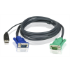 ATEN, KVM-kablage, SPHD15 ha till HD15 ha & USB Typ A ha, 3m 2L-5203U