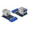 Delock USB 3.0 Pin Header female > 2 x USB 3.0 female – up, stacked 41865
