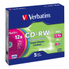 Verbatim CD-RW, 12x, 700 MB/80 min, 5-pack slim case, SERL, färgade 43167