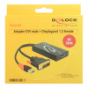 DeLOCK DVI hane - DisplayPort hona adapter, 3840x2160 30Hz, 0,3m, svar