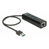 Delock USB 3.0 Hub 3 Port + 1 Port Gigabit LAN 10/100/1000 Mbps 62653