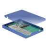 DeLOCK 2,5" kabinett, M.2/mSATA SSD, USB3.1 Gen 2, blå 62731