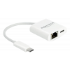 Delock USB Type-C™ Adapter zu Gigabit LAN 10/100/1000 Mbps mit Power D 65402