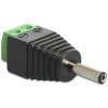 DeLOCK DC-terminalblockadapter, 1,3x3,5x11mm, plus i mitten 65434