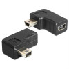 DeLOCK USB-adapter, USB-mini B 5-pin hane till hona 90° vinklad, svar 65448