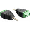 DeLOCK adapter, 2,5mm stereo ha till 4-pin terminalblock, svart 65454