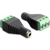 DeLOCK adapter, 3,5mm stereo ho till 3-pin terminalblock, svart 65455