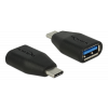 Delock SuperSpeed adapter USB-C hane till USB-A hona, 10 Gbps, svart