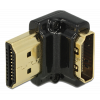 DeLOCK HDMI-adapter, 19-pin ho-ha, vinklad 90° nedåt, svart 65662