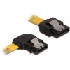 DeLOCK SATA-kabel med lås-clips, vinklad-rak, 0,5m, gul/svart 82493
