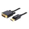 Delock Cable Displayport 1.3 male > DVI 24+3 male passive 3 m black 82592