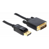 Delock Displayport 1.5 kabel hane till DVI 24+1 hane, passiv, svart 82593