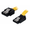 DeLOCK SATA-kabel, 0,3m, 6Gb/s, låsclip, vinklad uppåt - rak, gul 82799