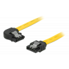 DeLOCK SATA-kabel, 0,3m, 6Gb/s, låsclip, vinklad vänster - rak, gul 82824