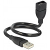 DeLOCK 83498, Formbar USB-kabel, USB Typ A ha - ho, 0,35m, svart 83498