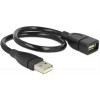 DeLOCK 83498, Formbar USB-kabel, USB Typ A ha - ho, 0,35m, svart 83498