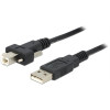 DeLOCK USB 2.0 kabel, Typ A hane - Typ B hane med skruvar, 1m, svart 83594