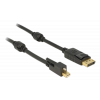 DeLOCK miniDP - DP kabel, 1m, Ultra HD, skruv, 1m, svart 83721