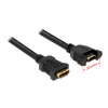 DeLOCK HDMI-kabel för panelmontage, 2xHDMI 19-pin ho, 0,25m, svart 85100