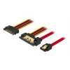 Delock Cable SATA 6 Gb/s 7 pin receptacle + SATA 15 pin power plug > S 85228