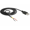 Delock Cable USB 2.0 Type-A male > 2 x open wires power 1.5 m 85664