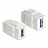 DeLOCK Keystonemodul, USB 3.0 A ho - ho, 19,2x14,9mm, vit 86319
