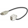 DeLOCK Keystone modul, USB 2.0 Typ A ho-USB Typ A ha, 0,2m kabel, grå 86327
