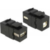 DeLOCK Keystone modul, USB 2.0 Typ A ho - USB 2.0 Typ B ho, svart 86370