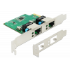 DE-LOCK 2x Gigabit LAN PCIe-kort, Full duplex, silver 89999