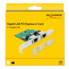 DE-LOCK 2x Gigabit LAN PCIe-kort, Full duplex, silver 89999