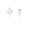 ALLOC Power USB Multicable, 1,5 m, Type-C, Lightning, Micro USB, vit 9003WT/USBC15