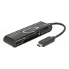 Delock USB 2.0 Kortläsare, USB-C hane, 5 kortplatser, 480 Mbps, svart 91739