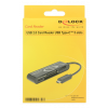 Delock USB 2.0 Kortläsare, USB-C hane, 5 kortplatser, 480 Mbps, svart 91739