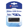 Verbatim slider USB-minne, 16GB, USB 2.0, svart 98696