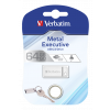 Verbatim store 'n' Go Metal Executive Silver USB 2.0 Drive 64G 98750