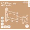 DELTACO Office, full-motion 3-way wall, 13"-27", 25kg, 75x75-100-100 ARM-0251