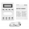 DELTACO Ultimate Ni-Mh USB charger for AA/AAA batteries, display C704A4