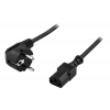 DELTACO apparatkabel, vinklad CEE 7/7 - rak IEC C13, 2m, LSZH, BLACK DEL-109-LSZH
