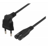 DELTACO ojordad apparatkabel, vinklad CEE 7/16, IEC60320 C7, 3m, svart