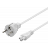 DELTACO apparatkabel, rak CEE 7/7 - rak IEC C5, 2m, 3X0.75mm2, vit DEL-109NV