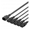 DELTACO Apparatkabel IEC C14 - 5x IEC C13, 2m, 10A/250V, Y-Splitter, s DEL-113D